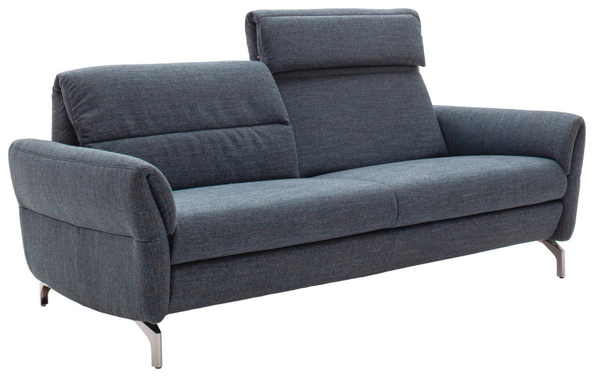 2-SITZER-SOFA Flachgewebe Blaugrau  - Blaugrau/Nickelfarben, Design, Textil/Metall (186/87/100cm) - Schöner Wohnen