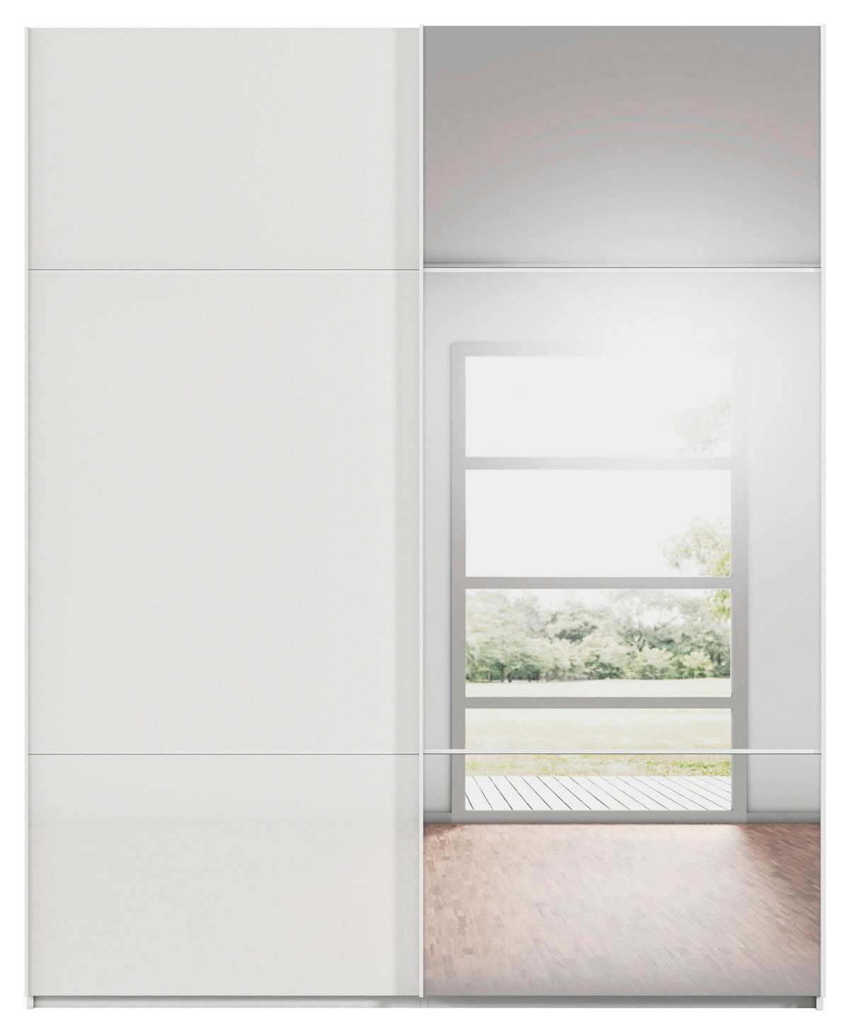 SCHWEBETÜRENSCHRANK 201/223/68 cm 2-türig Weiß  - Weiß, KONVENTIONELL, Glas/Holzwerkstoff (201/223/68cm) - Novel