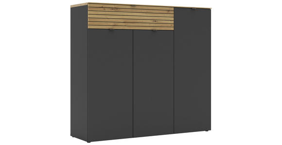 SCHUHSCHRANK 136/125/41 cm  - Schwarz/Graphitfarben, MODERN, Holzwerkstoff/Metall (136/125/41cm) - Voleo