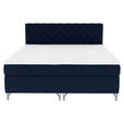 BOXSPRINGBETT 180/200 cm  in Dunkelblau  - Chromfarben/Dunkelblau, KONVENTIONELL, Textil/Metall (180/200cm) - Carryhome