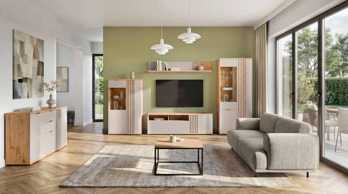 SIDEBOARD  150,5/87/40 cm 3 Schublade(n)  - Kaschmir/Schwarz, MODERN, Holzwerkstoff/Kunststoff (150,5/87/40cm) - Milino
