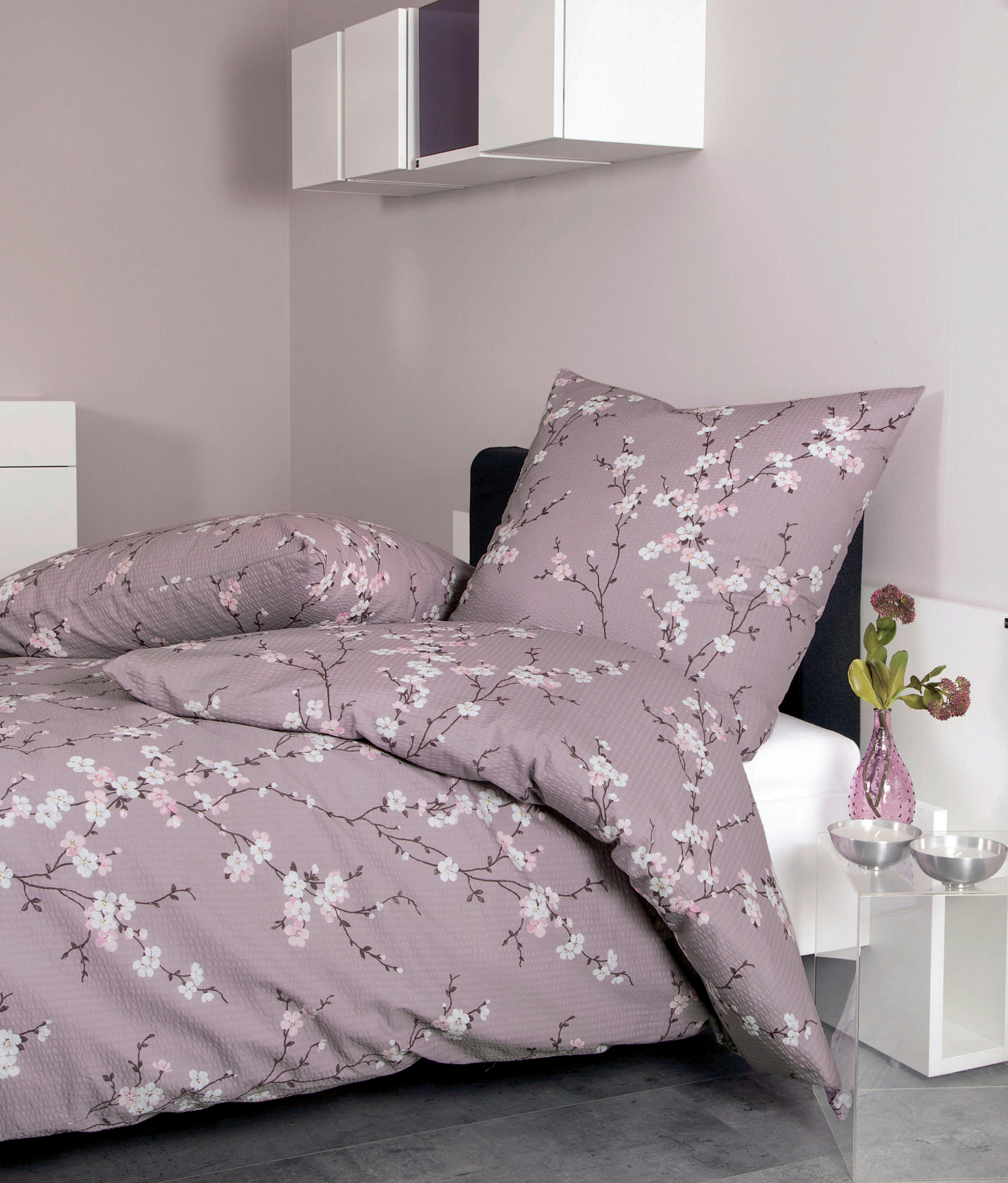 BETTWÄSCHE Tango Seersucker 155/220 cm  - Lila/Weiß, Basics, Textil (155/220cm) - Janine