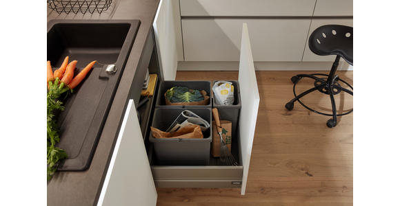 EINBAUKÜCHE - Weiß/Grau, Design, Holzwerkstoff/Stein - Dieter Knoll
