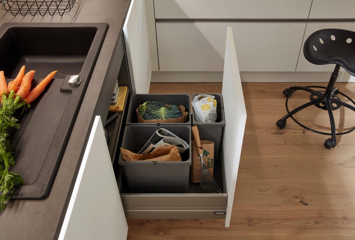 KUCHYNĚ NA MÍRU DK613 - šedá/bílá, Design, kompozitní dřevo/kámen - Dieter Knoll