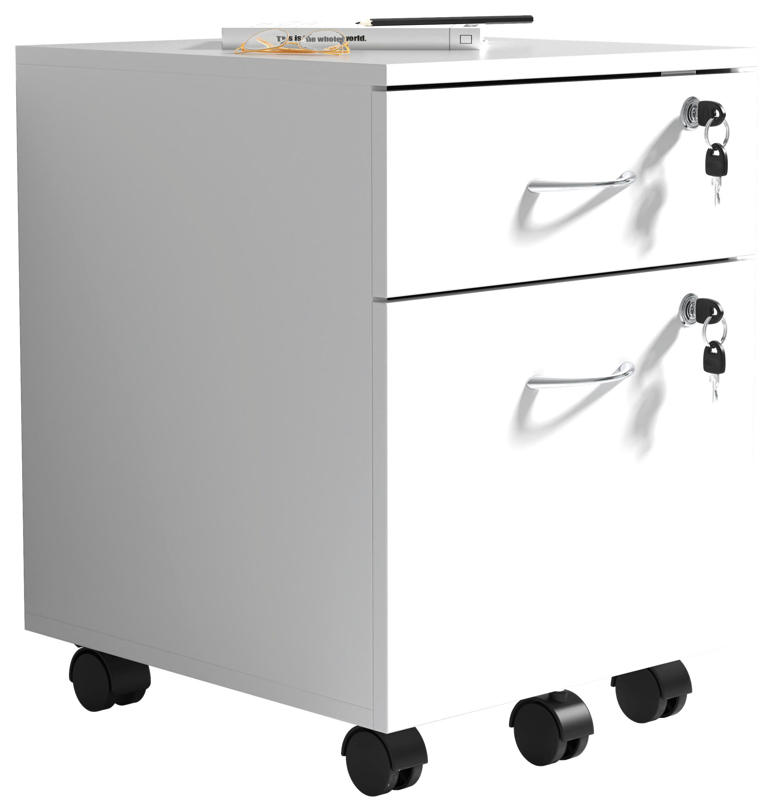 ROLLCONTAINER Weiß  - Silberfarben/Weiß, Design, Holzwerkstoff/Kunststoff (40/54/44cm) - MID.YOU