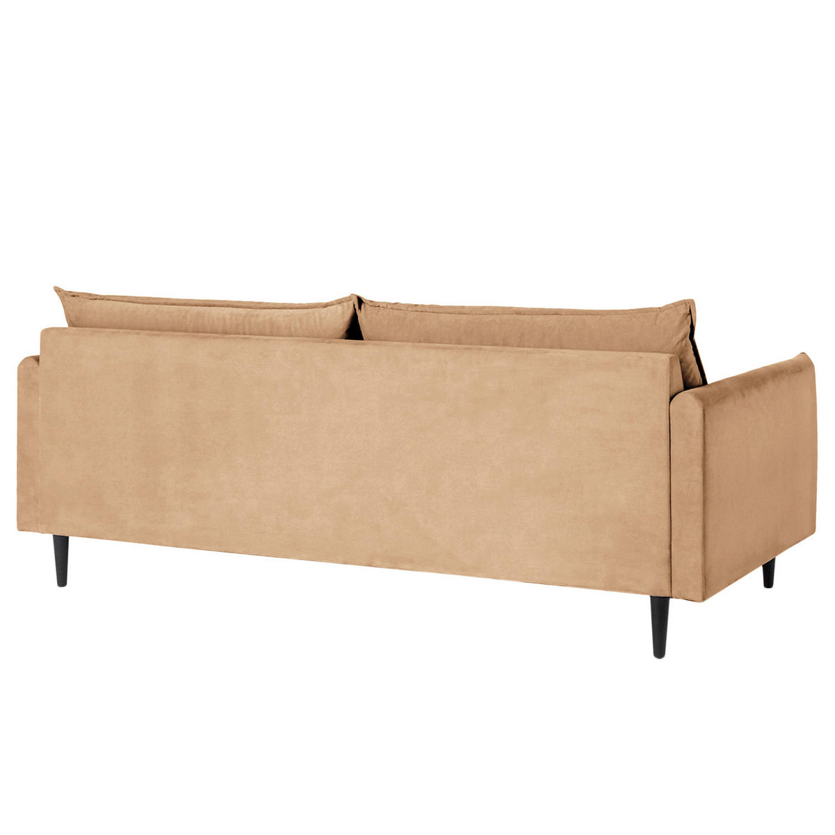 3-SITZER-SOFA JULI Samt Hellbraun  - Hellbraun/Schwarz, Design, Holz/Textil (203/86/100cm) - P & B