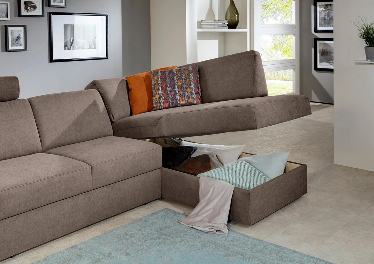 ECKSOFA in Mikrofaser Braun  - Schwarz/Braun, Konventionell, Textil (224/165cm) - Xora