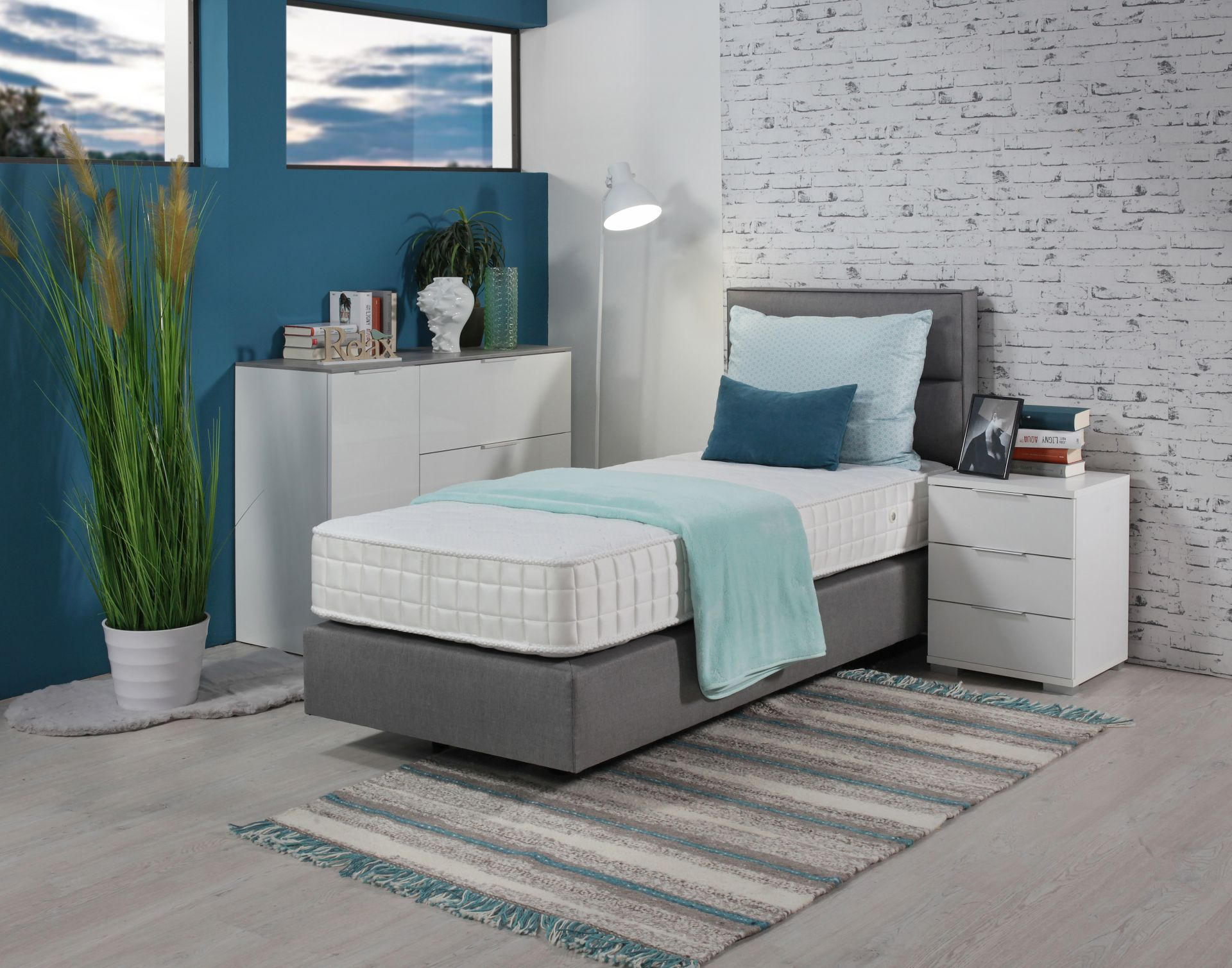 BOXSPRING KREVET 90/200 cm     siva  - siva/crna, Moderno, drvo/tekstil (90/200cm) - Hom`in