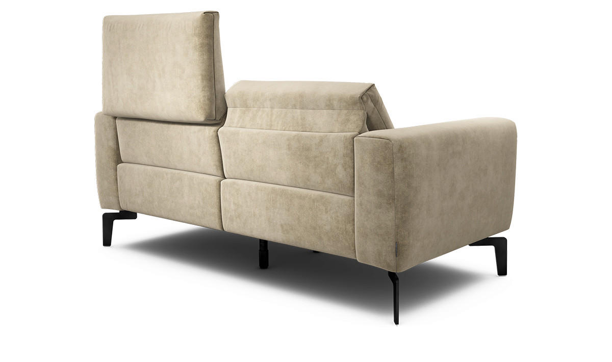 Zweisitzer inkl. Hocker Samt Naturfarben  - Schwarz/Naturfarben, Design, Textil/Metall (180/86/86-94cm) - SENSOO