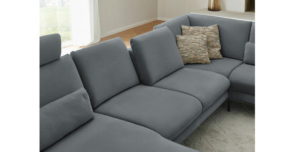 WOHNLANDSCHAFT  in Chenille, Flachgewebe Dunkelgrau  - Dunkelgrau/Schwarz, Design, Textil/Metall (180/344/208cm) - Dieter Knoll