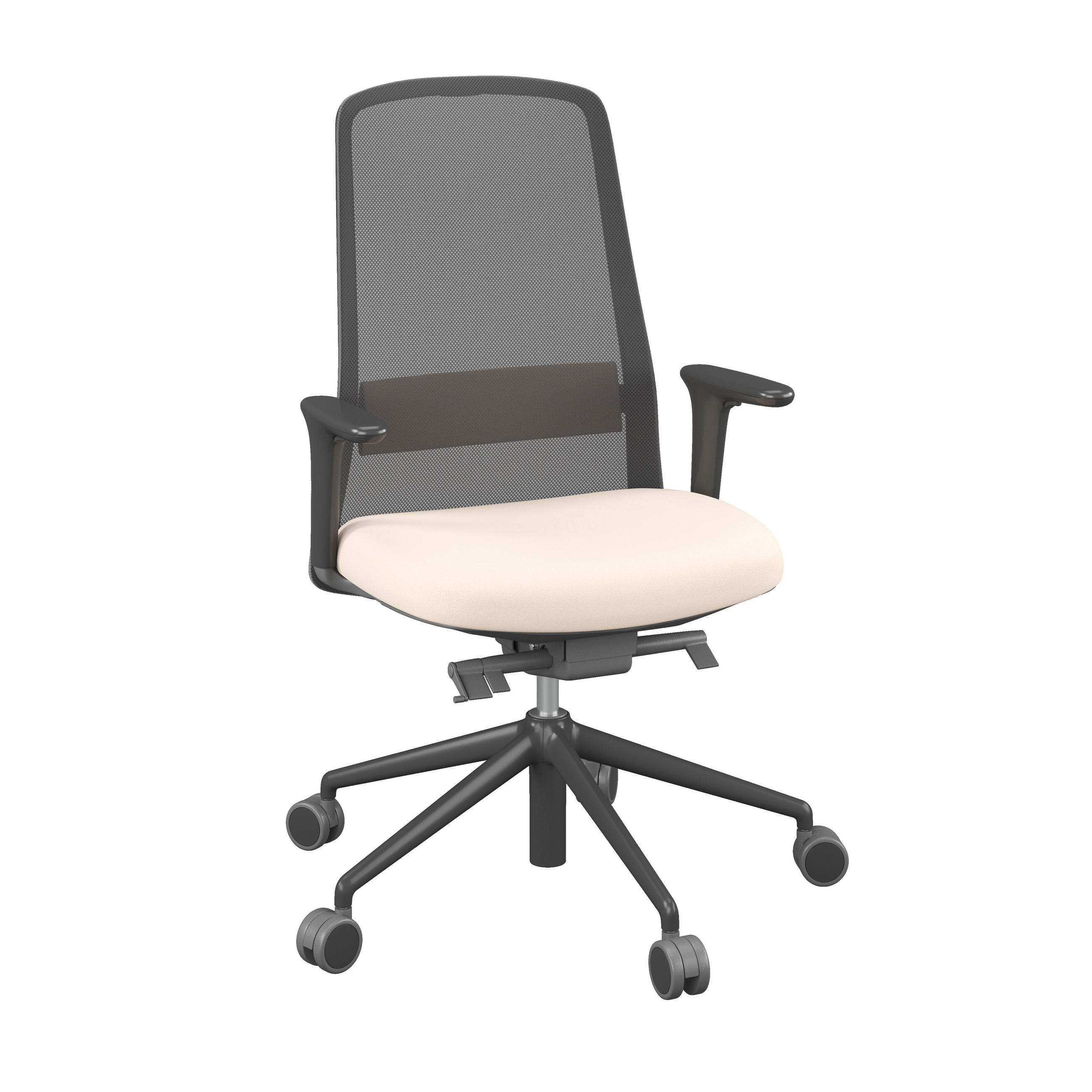 DREHSTUHL Netzbespannung, Webstoff Schwarz, Beige  - Beige/Schwarz, MODERN, Kunststoff/Textil (70/103-115/70cm)