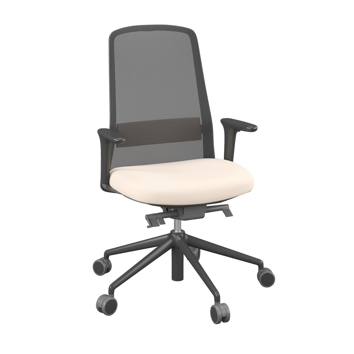 DREHSTUHL Netzbespannung, Webstoff Schwarz, Beige  - Beige/Schwarz, MODERN, Kunststoff/Textil (70/103-115/70cm)