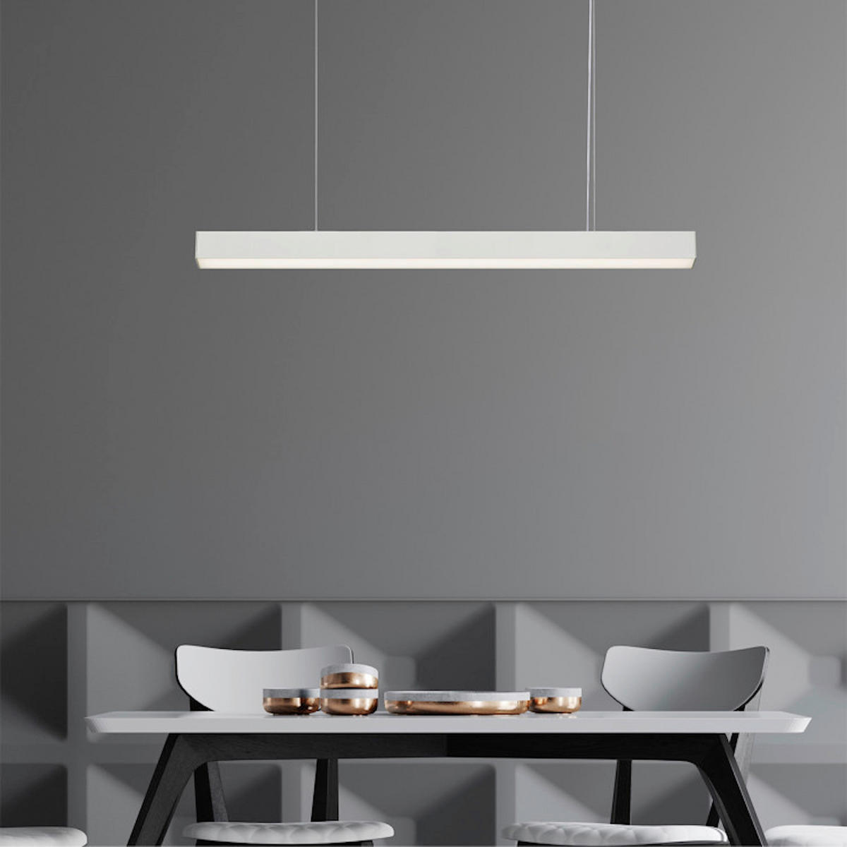 LED-HÄNGELEUCHTE Luci 120/120/6 cm  - Weiß, Design, Metall (120/120/6cm)