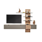 WOHNWAND  in Eichefarben, Hellgrau  273,8/205,5/37,1 cm  - Eichefarben/Hellgrau, Design, Holz/Holzwerkstoff (273,8/205,5/37,1cm) - Dieter Knoll