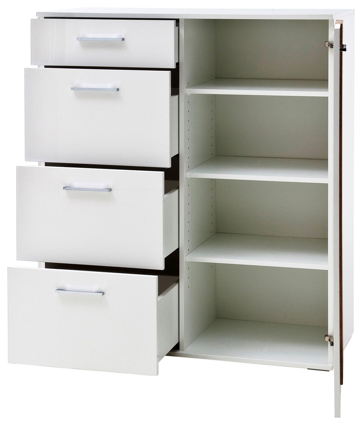 KOMMODE 102/118/44 cm  in Weiss, Eichefarben  - Chromfarben/Weiss, Modern, Holzwerkstoff/Kunststoff (102/118/44cm) - Xora