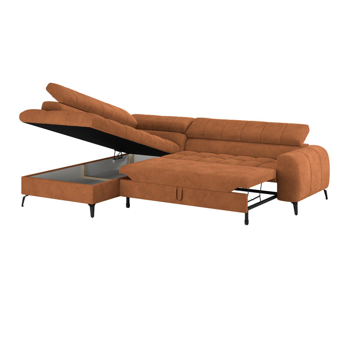 ECKSOFA Rostfarben  - Rostfarben/Schwarz, Trend, Kunststoff/Textil (203/261cm) - Livetastic