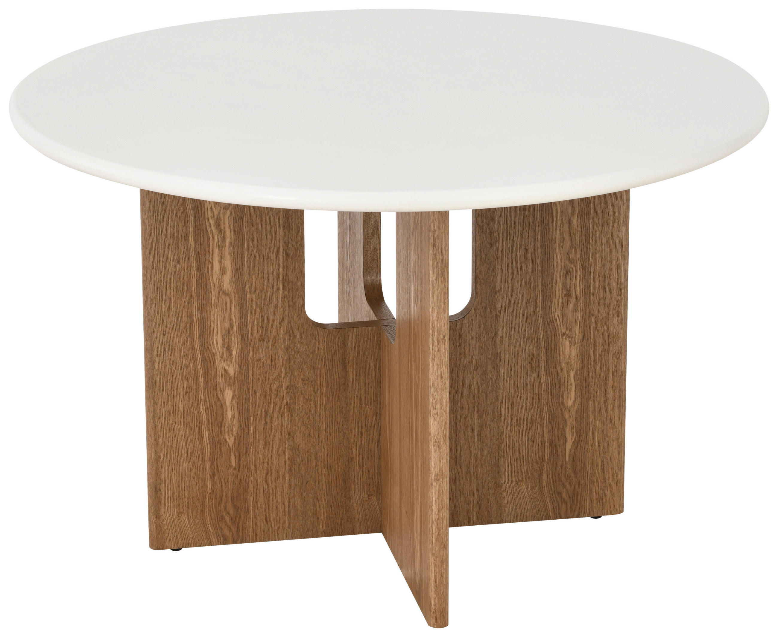 ESSTISCH Echtholz, Nachbildung  Holz, Wellpappe rund Weiß, Eichefarben  - Eichefarben/Weiß, MODERN, Holz/Wellpappe (120/75cm) - Livetastic