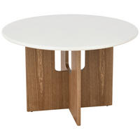 ESSTISCH Echtholz, Nachbildung  Holz, Wellpappe rund Weiß, Eichefarben  - Eichefarben/Weiß, MODERN, Holz/Wellpappe (120/75cm) - Livetastic