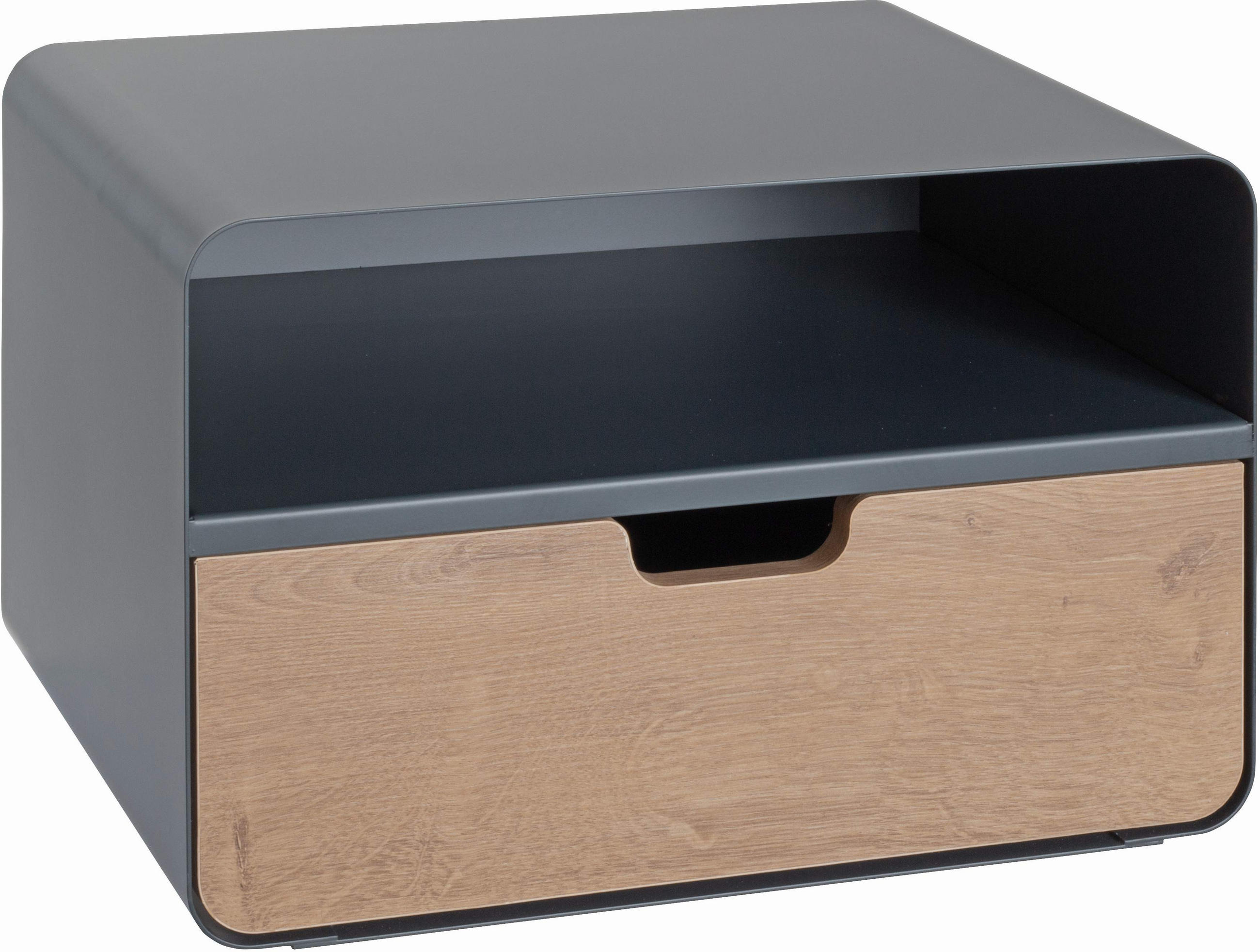 NACHTSCHRANK 38/25/30 cm  - Eichefarben/Anthrazit, MODERN, Holzwerkstoff/Metall (38/25/30cm)