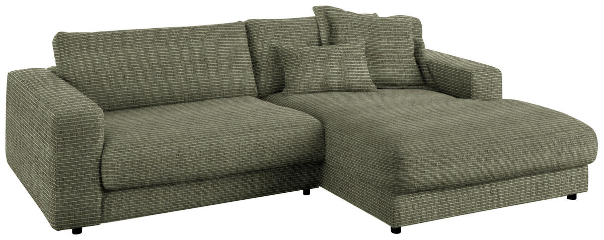 ECKSOFA in Chenille Grün  270/190 cm  - Schwarz/Grün, Design, Kunststoff/Textil (270/190cm) - Lomoco