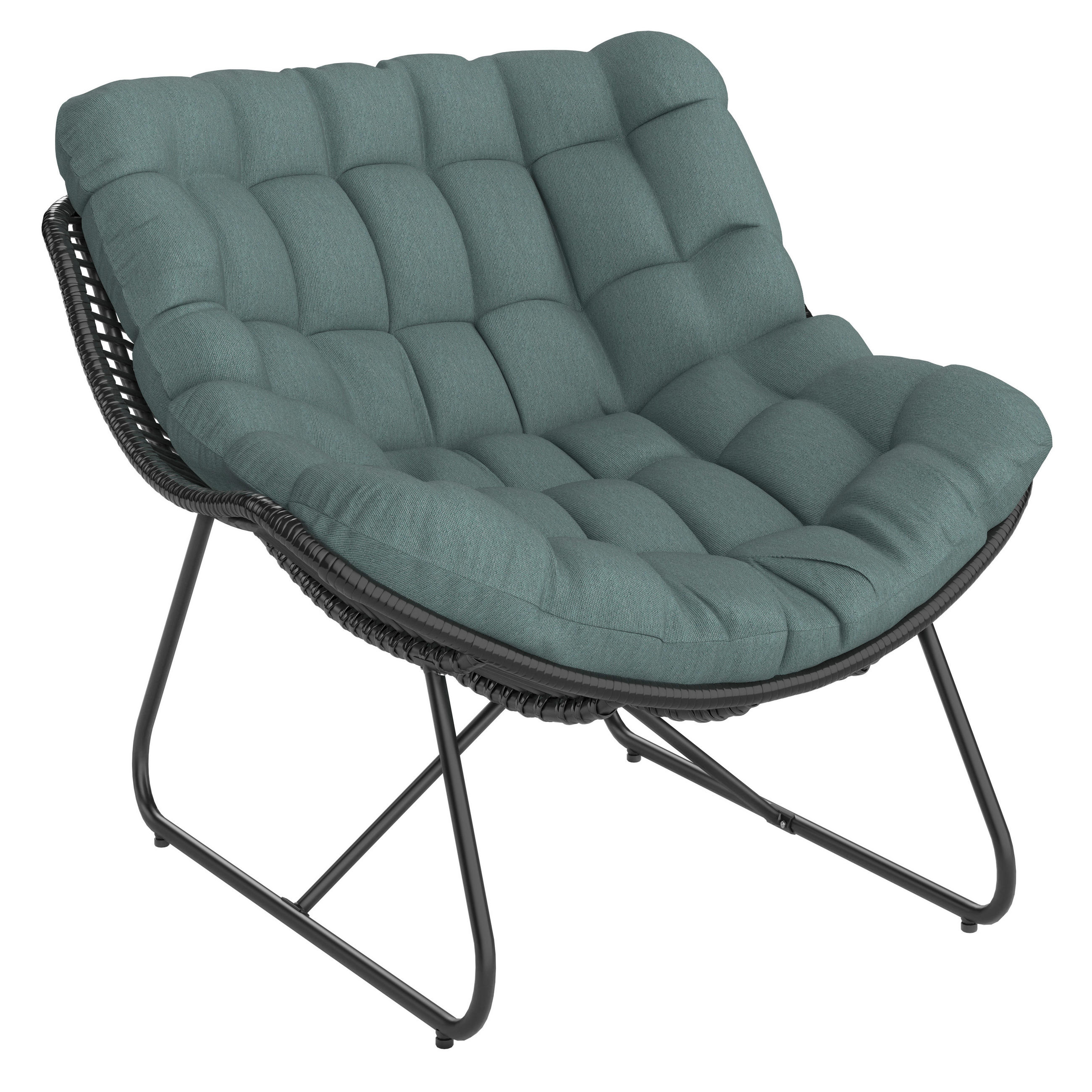 GARTENSESSEL Stahl Schwarz, Salbeigrün  - Salbeigrün/Schwarz, KONVENTIONELL, Kunststoff/Textil (97/83,5/110,5cm) - Ambia Garden