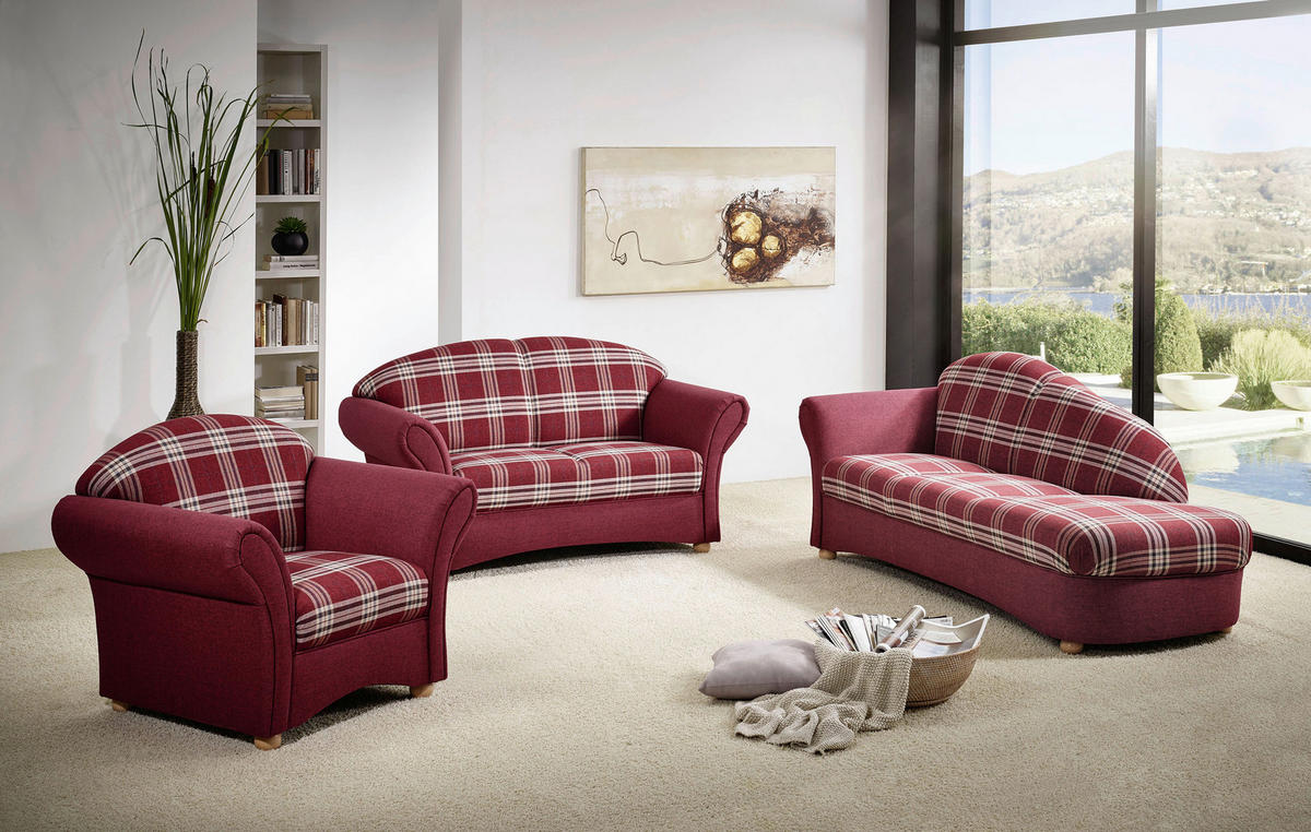 SESSEL in Flachgewebe Rot  - Buchefarben/Rot, Design, Holz/Textil (96/85/81cm) - Max Winzer
