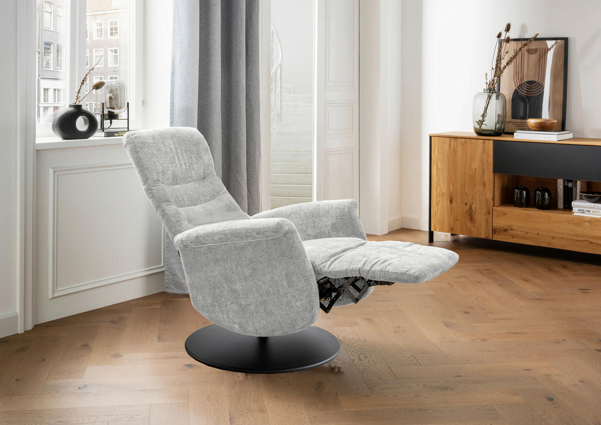 RELAXSESSEL in Textil Silberfarben  - Silberfarben/Schwarz, MODERN, Textil/Metall (72/118/85-165cm) - Livetastic