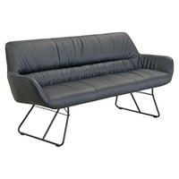 SITZBANK 201,5/87/67,5 cm Echtleder Schwarz  - Schwarz, Design, Leder/Metall (201,5/87/67,5cm) - Dieter Knoll