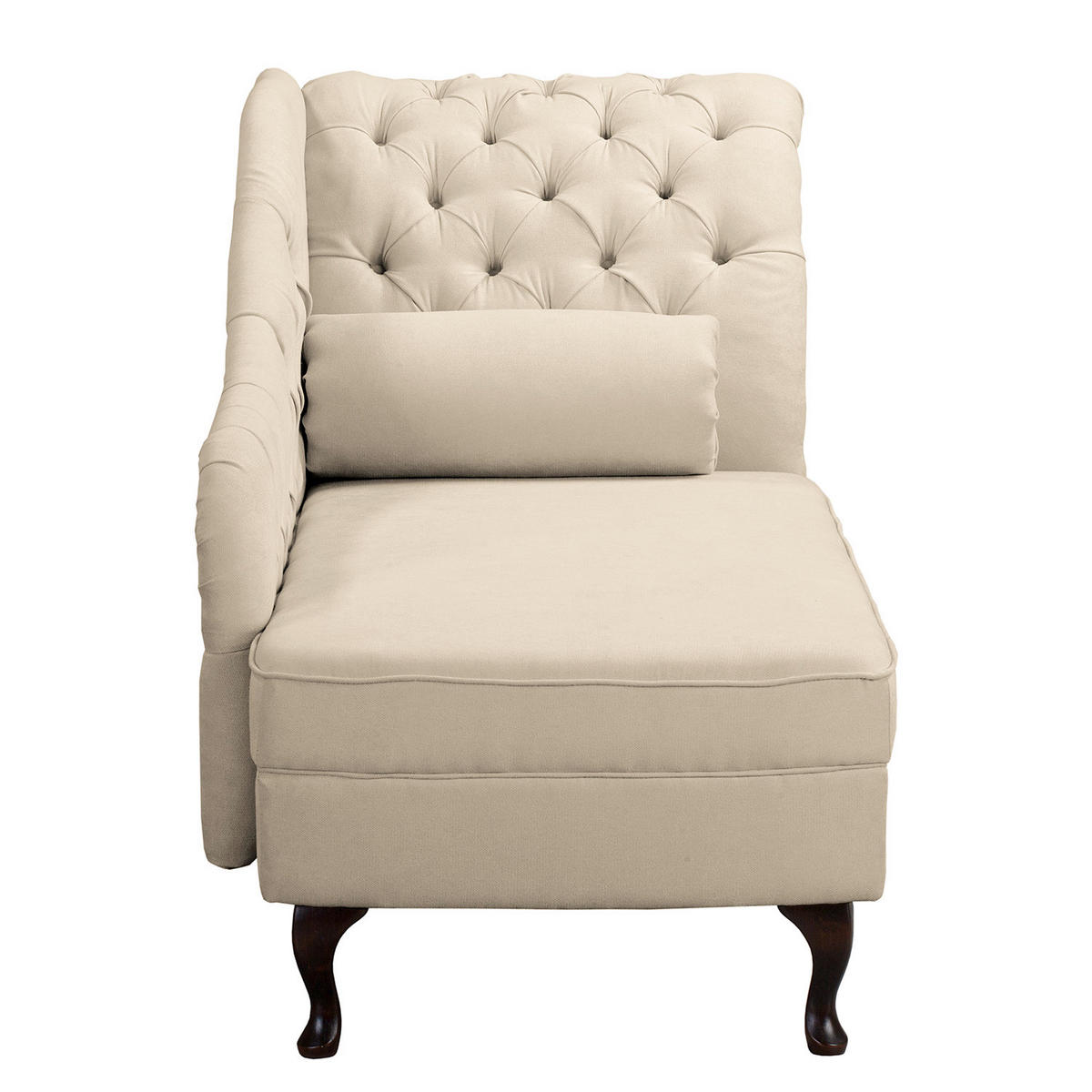 RÉCAMIERE Pako in Mikrofaser Creme  - Creme/Braun, Design, Holz/Textil (185/93/75cm) - Livetastic