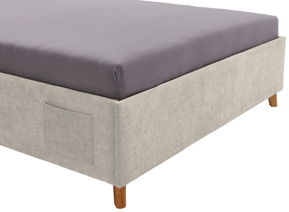 POLSTERBETT 140/200 cm  in Beige  - Eichefarben/Birkefarben, Konventionell, Holz/Textil (140/200cm) - home24