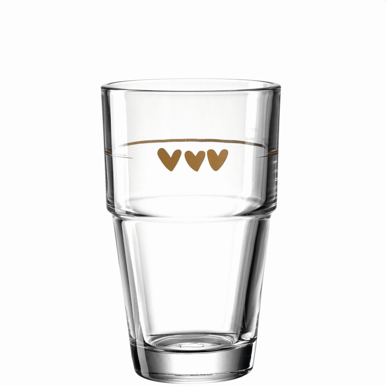 BECHER    - Klar/Goldfarben, KONVENTIONELL, Glas (8,4/14/8,4cm) - Leonardo