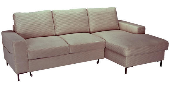ECKSOFA Taupe Cord  - Taupe/Schwarz, KONVENTIONELL, Textil/Metall (240/150cm) - Carryhome