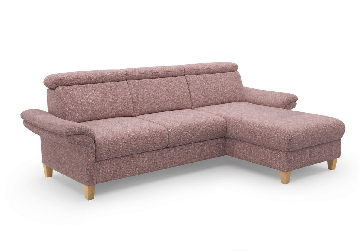 ECKSOFA GLENDALE E Aubergine Chenille  - Eichefarben/Aubergine, KONVENTIONELL, Holz/Textil (253/166cm) - Sit & More