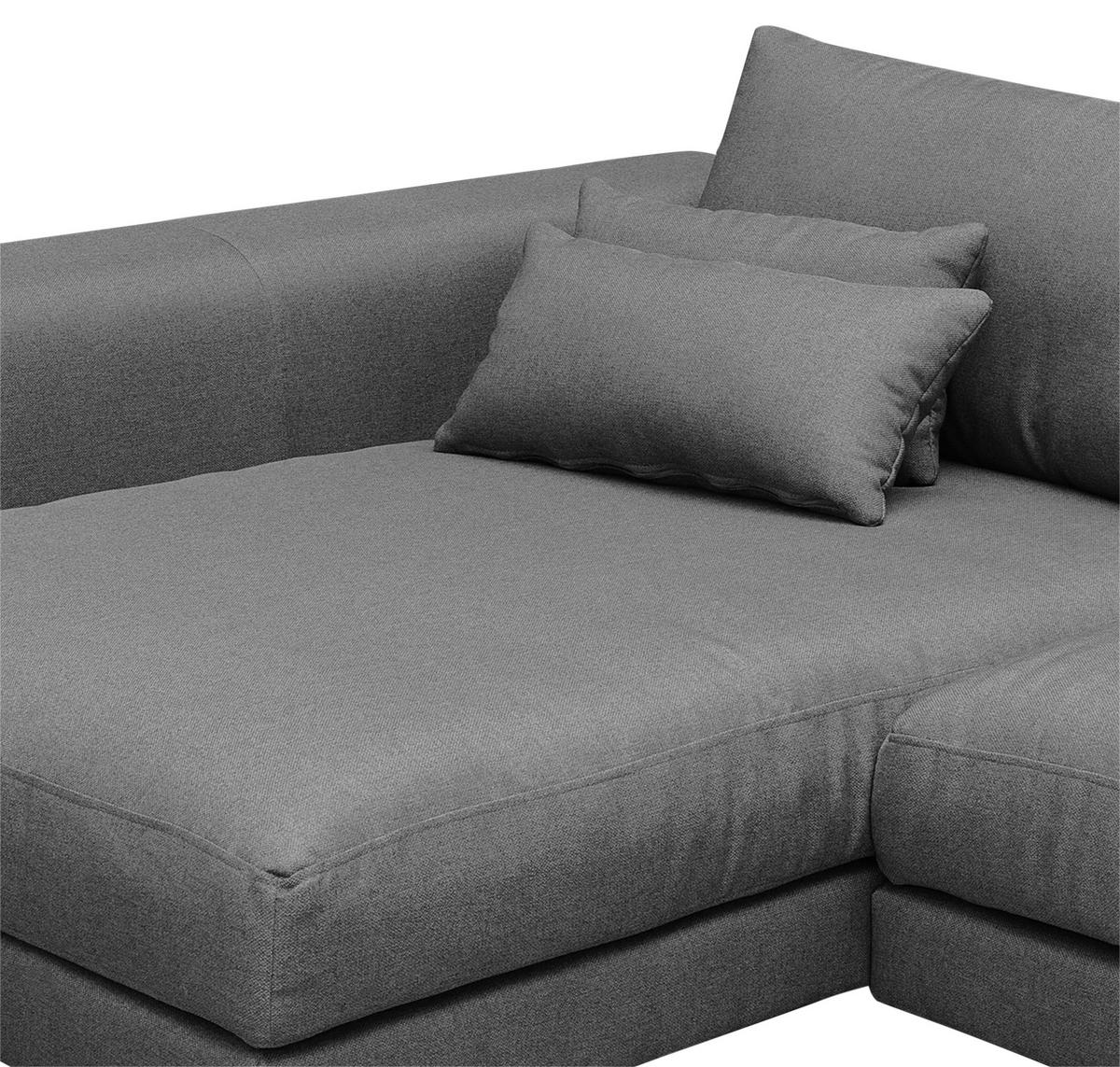 ECKSOFA Dunkelgrau Flachgewebe  - Dunkelgrau/Schwarz, Design, Textil/Metall (172/313cm) - Livetastic