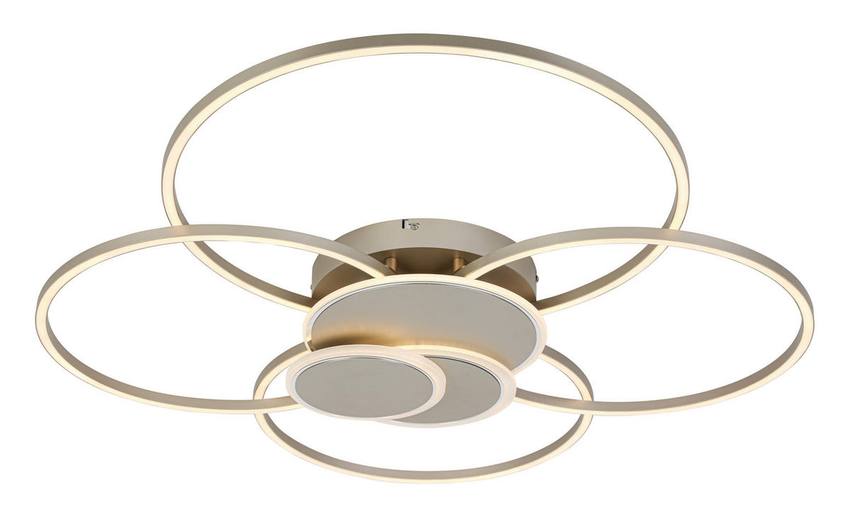 STROPNÉ LED SVIETIDLO, 90,5/81/9,5 cm - biela/šampanská, Design, kov/plast (90,5/81/9,5cm) - Novel