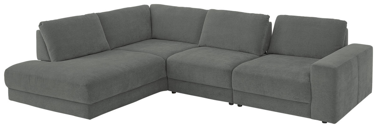 ECKSOFA in Chenille, Jacquard Grau  - Schwarz/Grau, Design, Kunststoff/Textil (242/316cm) - Niels Andersson