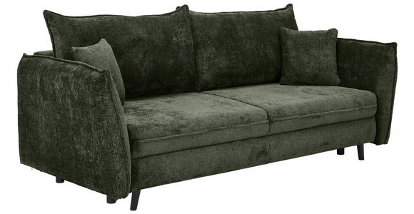 SCHLAFSOFA in Chenille Olivgrün  - Schwarz/Olivgrün, KONVENTIONELL, Holz/Textil (238/99/108cm) - Carryhome