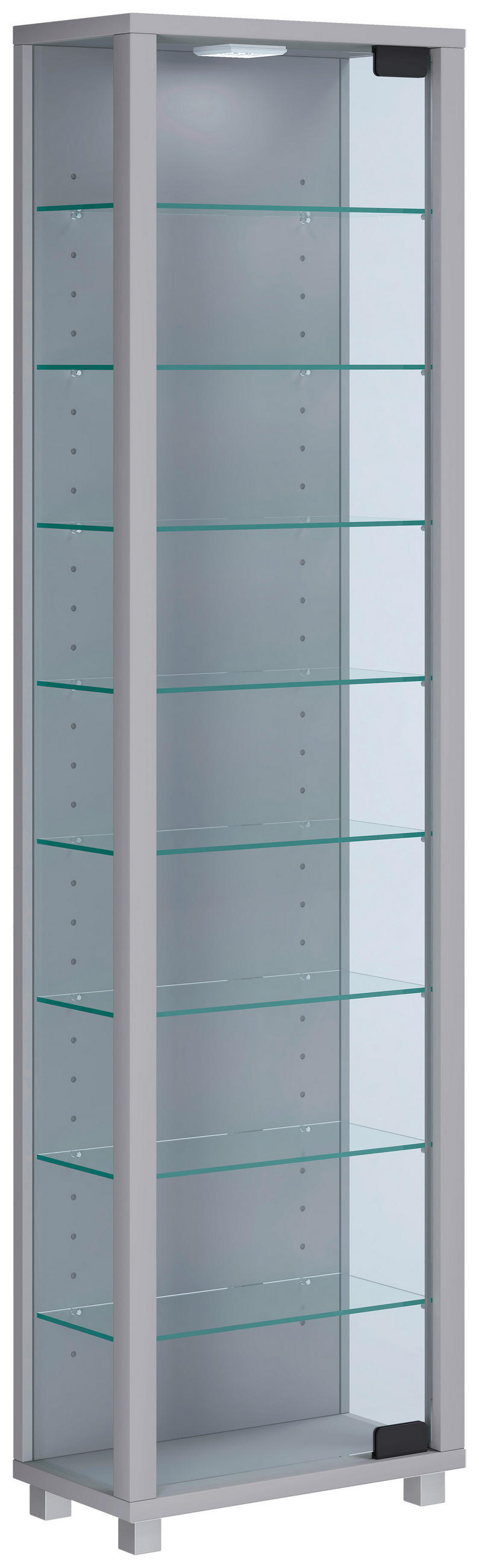 VITRINA, srebrne barve - srebrne barve/črna, Design, umetna masa/steklo (33/113/18cm) - MID.YOU