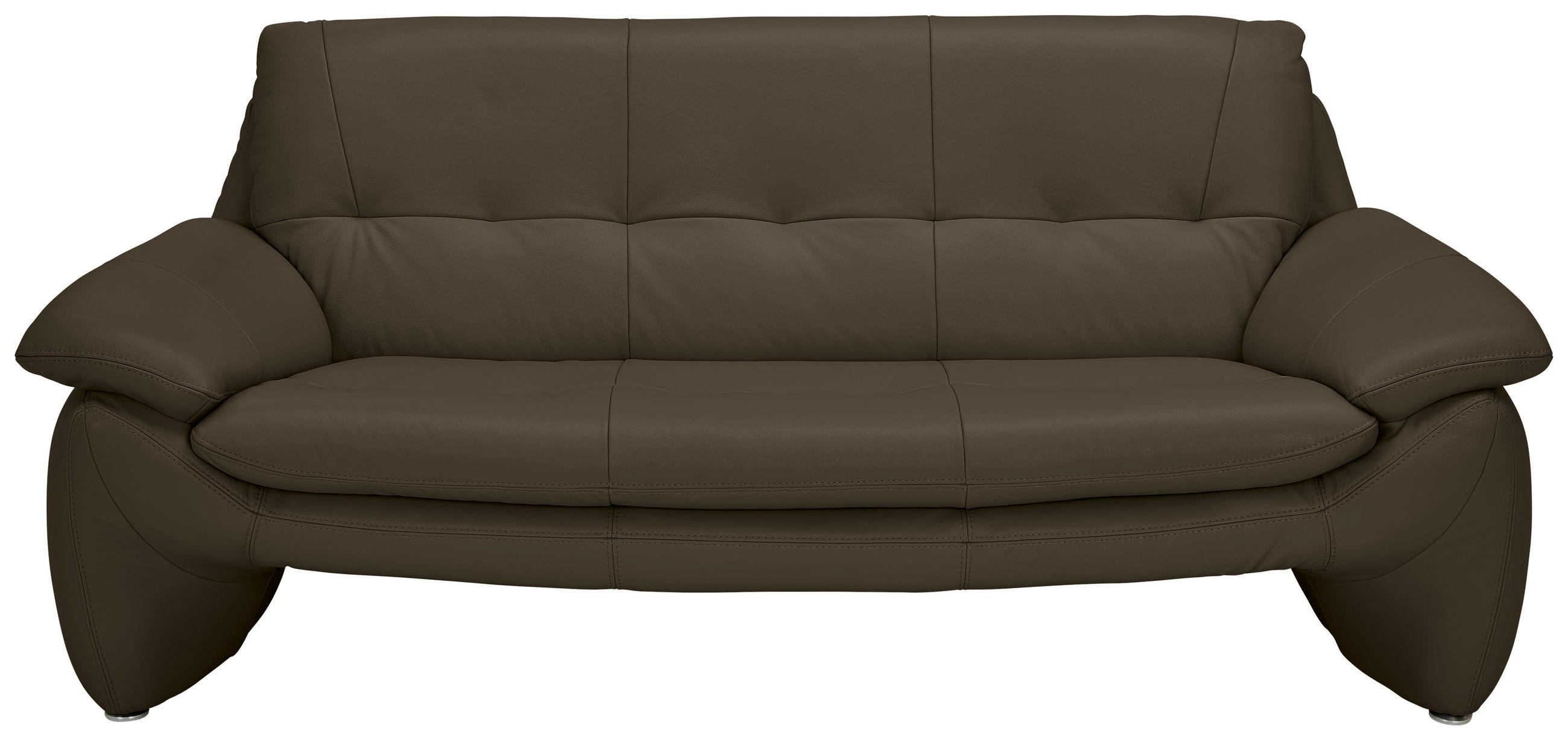 3-SITZER-SOFA Echtleder Dunkelbraun  - Dunkelbraun/Silberfarben, KONVENTIONELL, Leder/Metall (198/86/91cm) - Celina Home