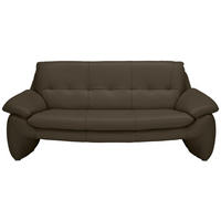 3-SITZER-SOFA Echtleder Dunkelbraun  - Dunkelbraun/Silberfarben, KONVENTIONELL, Leder/Metall (198/86/91cm) - Celina Home