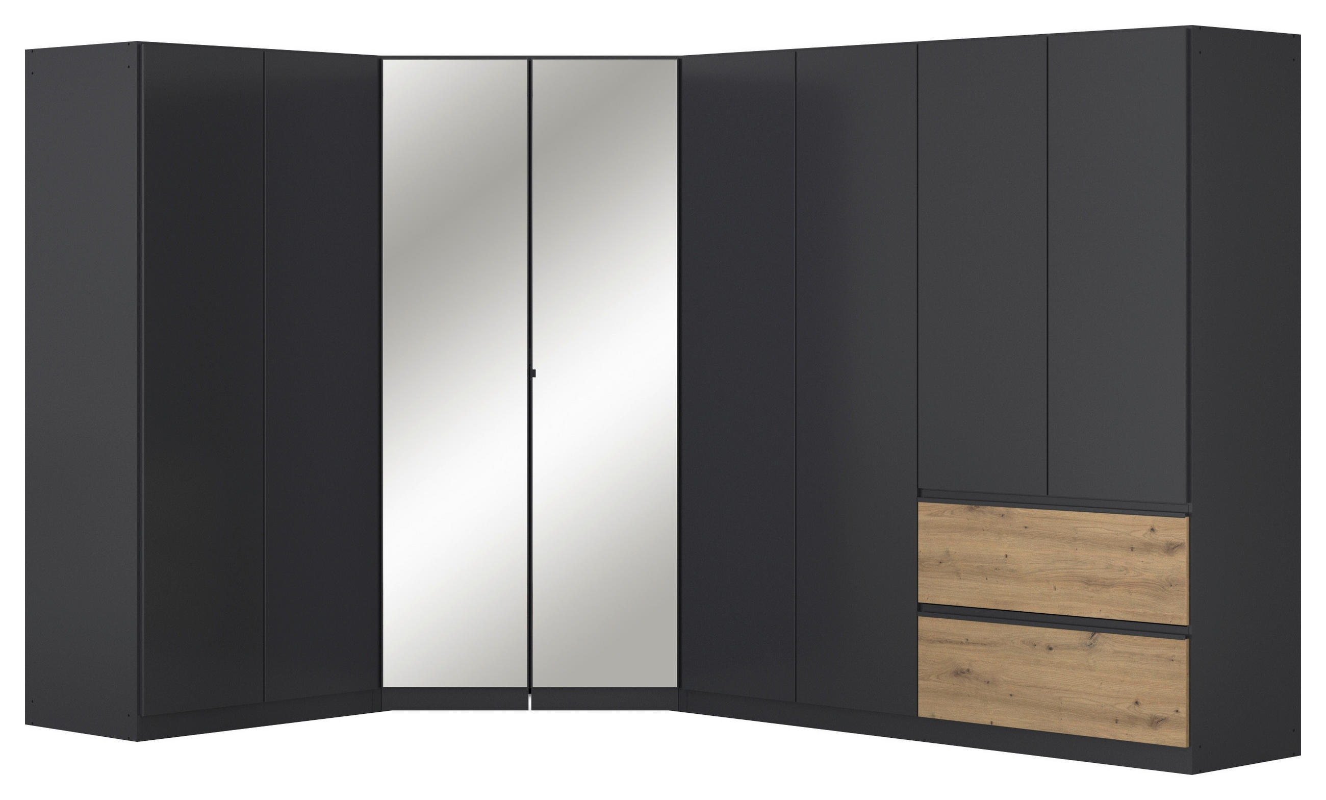 Rauch Möbel Eckkleiderschrank Grau, Eiche Artisan 208x197x298 cm