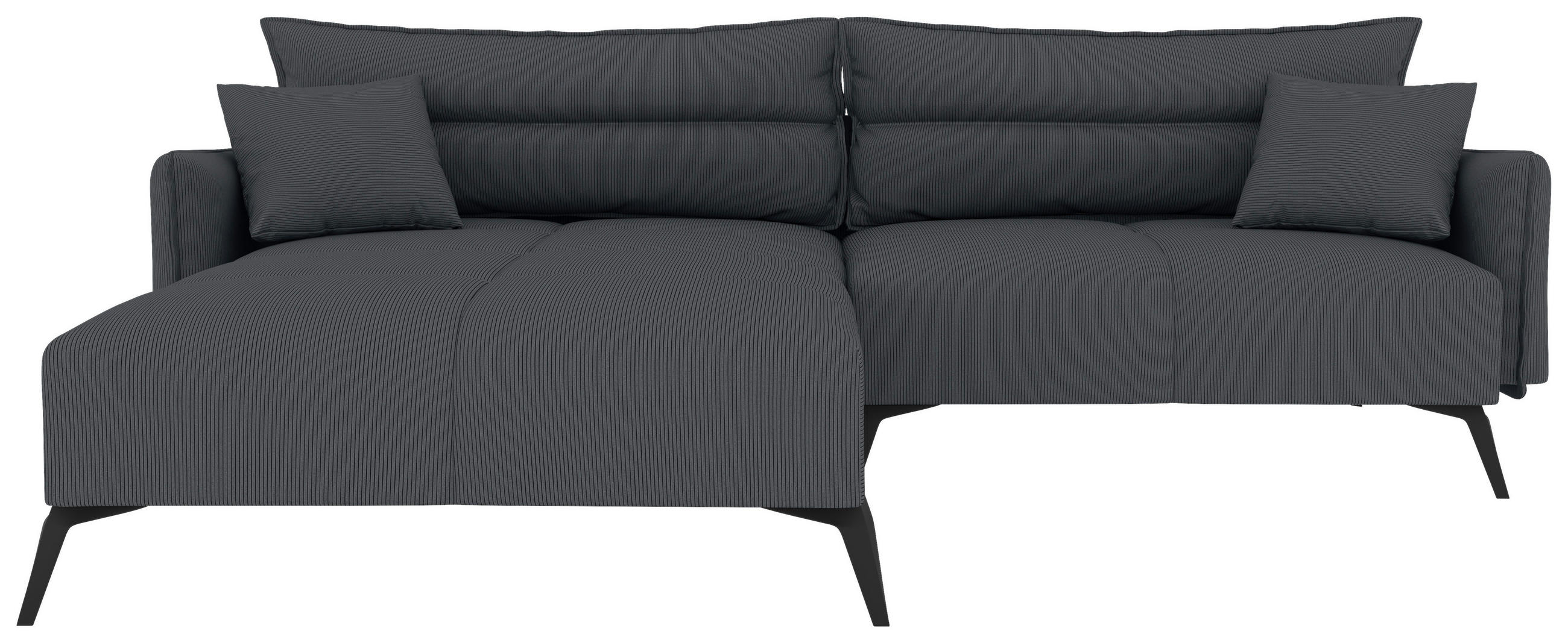 ECKSOFA in Cord Dunkelgrau  180/253 cm  - Dunkelgrau/Schwarz, KONVENTIONELL, Textil/Metall (180/253cm) - Carryhome
