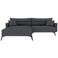 ECKSOFA in Cord Dunkelgrau  180/253 cm  - Dunkelgrau/Schwarz, KONVENTIONELL, Textil/Metall (180/253cm) - Carryhome