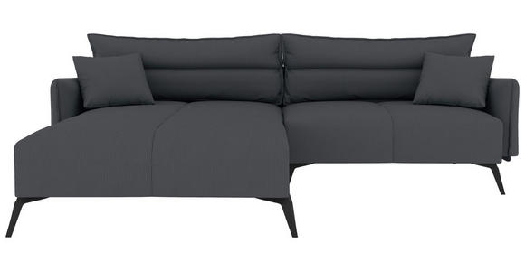 ECKSOFA in Cord Dunkelgrau  180/253 cm  - Dunkelgrau/Schwarz, KONVENTIONELL, Textil/Metall (180/253cm) - Carryhome