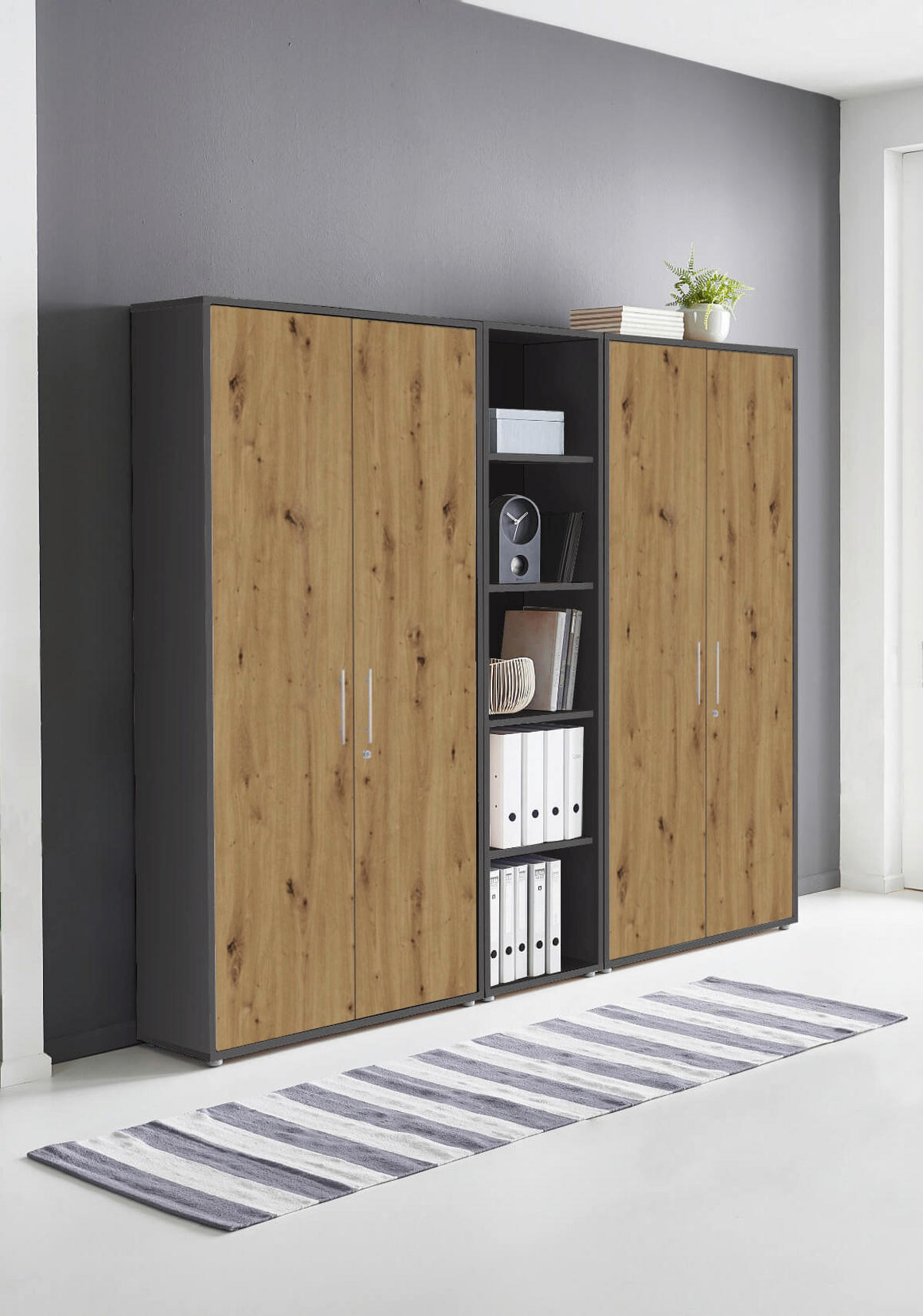 AKTENSCHRANK Anthrazit, Eiche Artisan  - Anthrazit/Eiche Artisan, MODERN, Holzwerkstoff (212,9/185,6/33cm) - MID.YOU