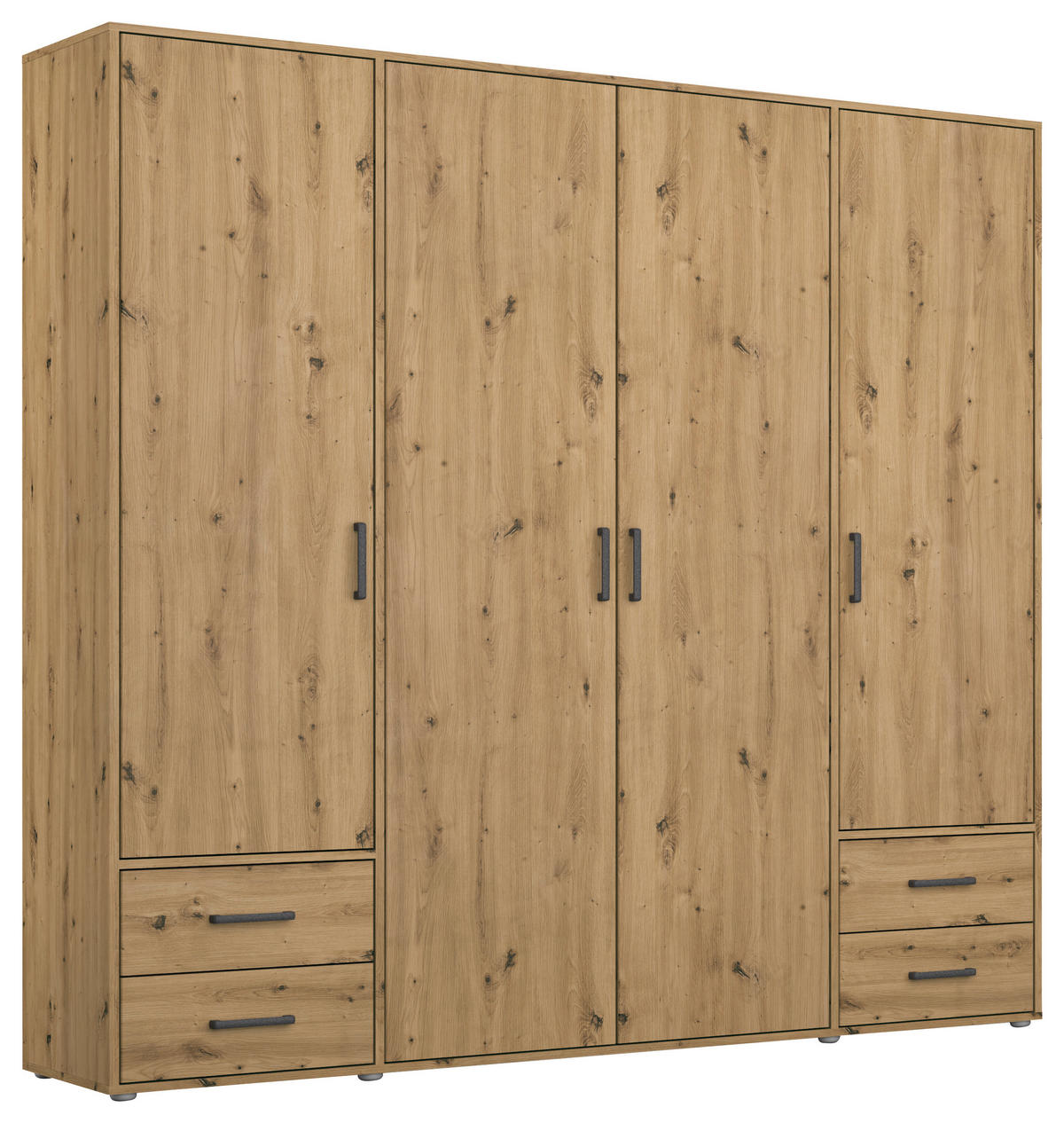 GARDEROB MED GÅNGJÄRN 187/194/53 cm 4-dörrar - ek Artisan/grå, Modern, trämaterial/plast (187/194/53cm) - Rauch Möbel