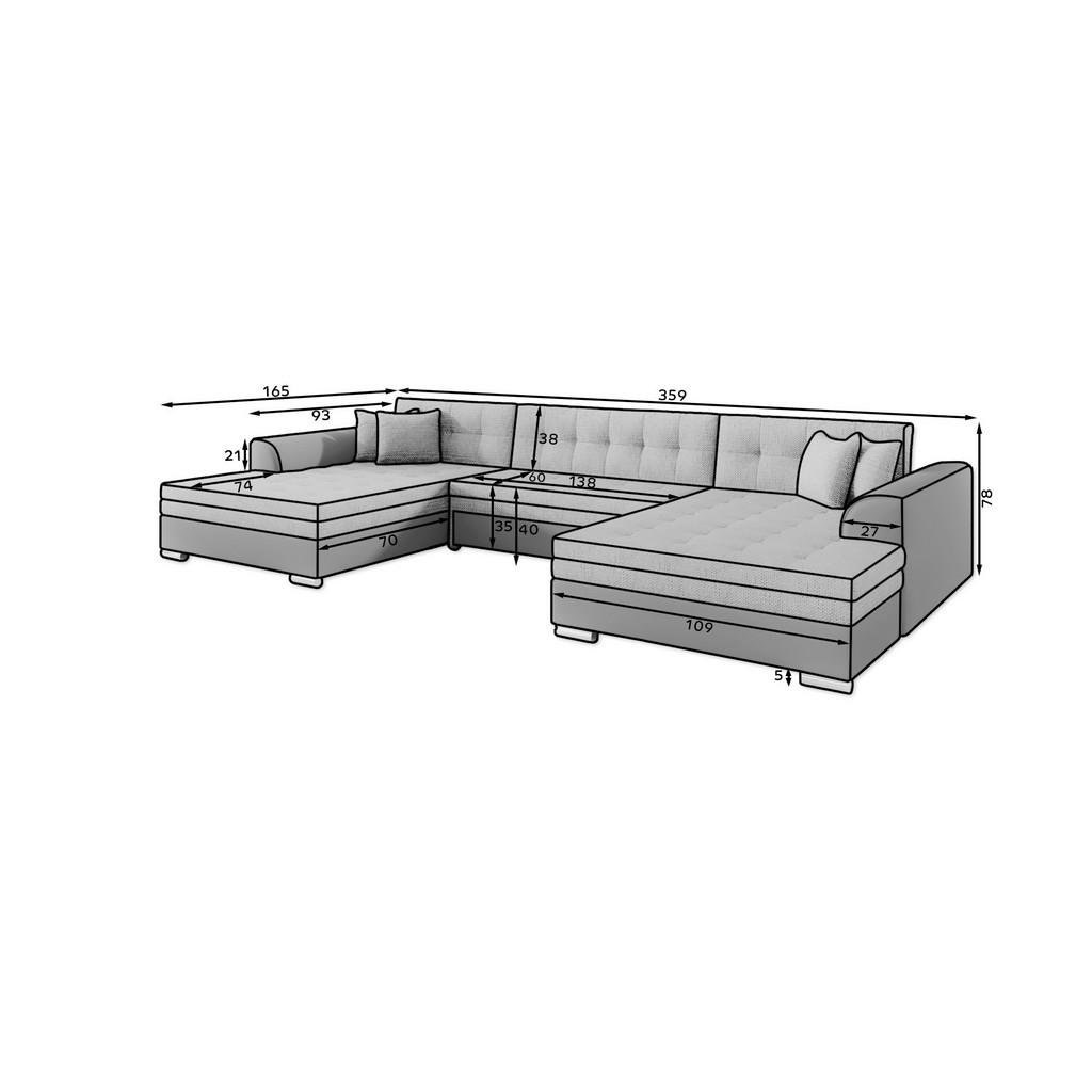 Thumbnail - Mid.you Wohnlandschaft, Grau, Weiß, Kunststoff, 5-Sitzer, 359x165 cm, Made in EU, Wohnzimmer, Sofas & Couches, Wohnlands...
