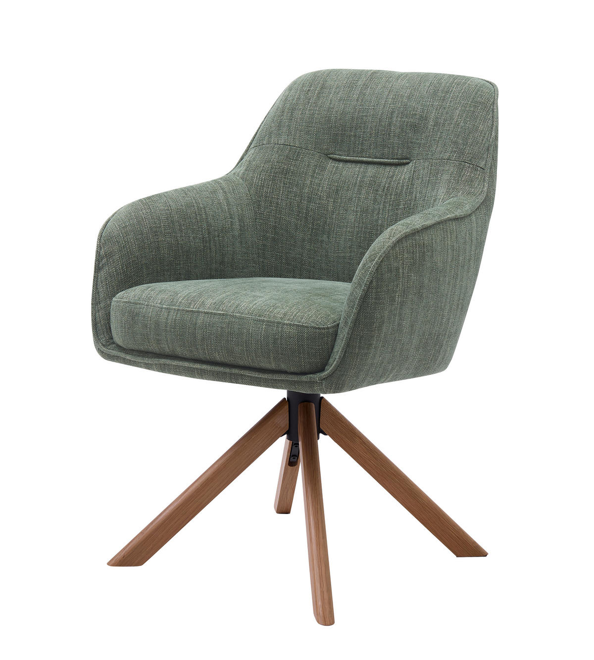 ARMLEHNSTUHL-SET 2 Stück Sitzfläche 360° drehbar, automatische Rückholfunktion, gepolsterte Armlehnen Chenille  - Waldgrün/Naturfarben, MODERN, Holz/Textil (59/87/65cm) - Livetastic