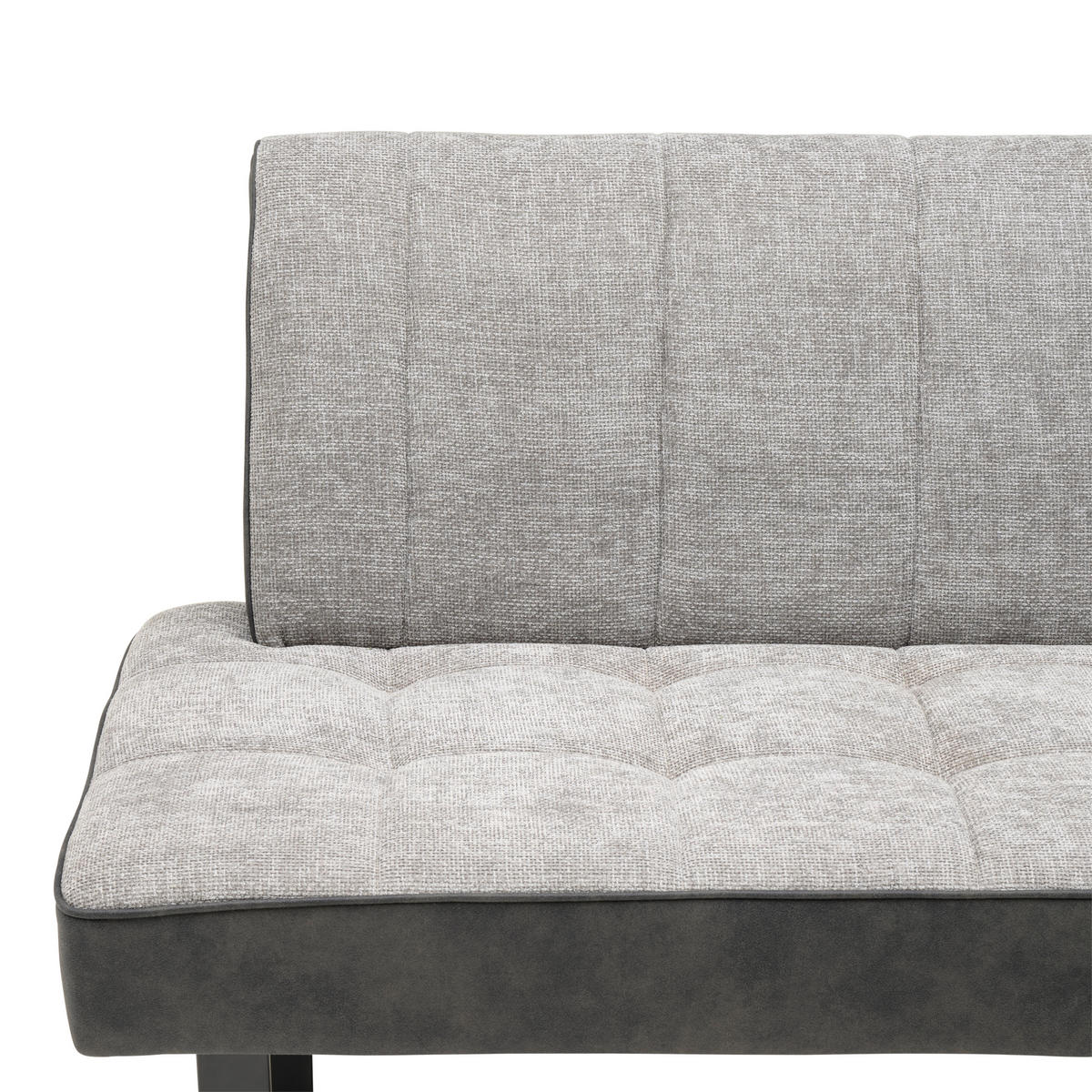 ECKBANK Mikrofaser, Leinenoptik Schwarz, Hellgrau   - Hellgrau/Schwarz, KONVENTIONELL, Textil/Metall (200-160/86/70cm) - MID.YOU