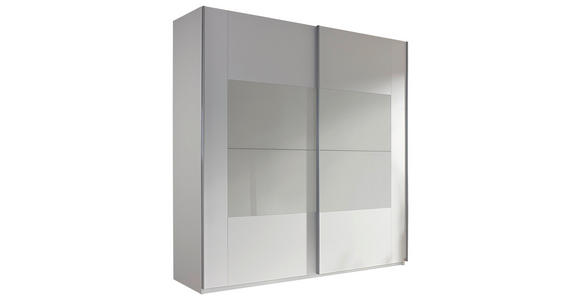 SCHWEBETÜRENSCHRANK  in Weiß, Hellgrau  - Hellgrau/Alufarben, KONVENTIONELL, Glas/Holzwerkstoff (181/223/68cm) - Xora